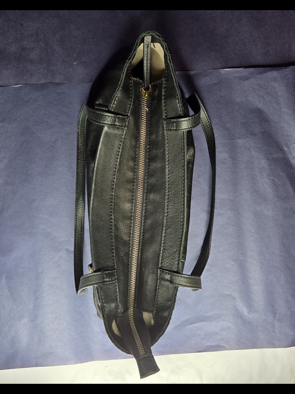 American Leather Black Shoulder Tote with Gold Zippers - Picture 3 of 14